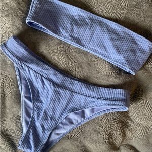 Triangl Blue/Lavender Bandeau Bikini Set